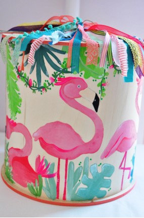 Handpainted Κουτί Βάφτισης Flamingo