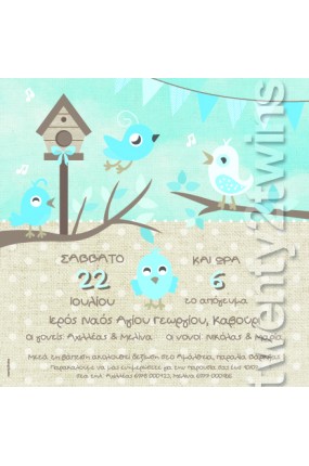 Προσκλητήριο Βάπτισης Πουλάκια 17098