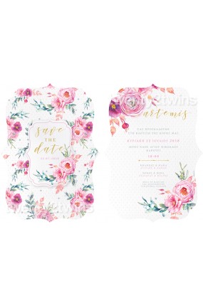 Προσκλητήριο Βάπτισης Floral 18039