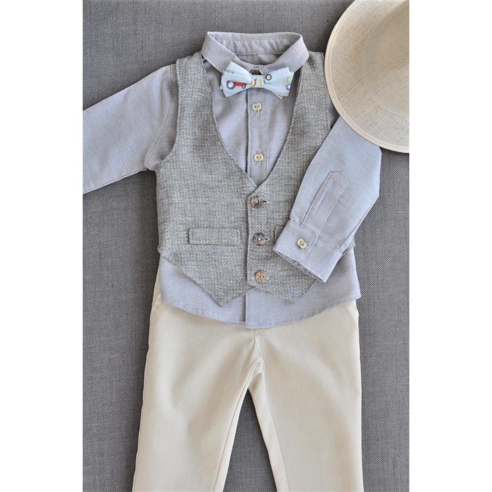 Σύνολο Βάφτισης Little Man in Grey Σύνολο Βάφτισης Little Man in Grey