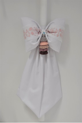 Λαμπάδα Βάφτισης Φιόγκος με κέντημα