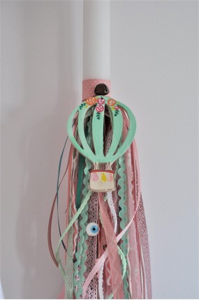 Χειροποίητη Λαμπάδα Βάφτισης Αερόστατο