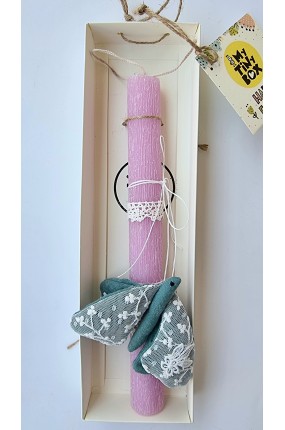 Χειροποίητη Πασχαλινή Λαμπάδα με Καρφίτσα Πεταλούδα