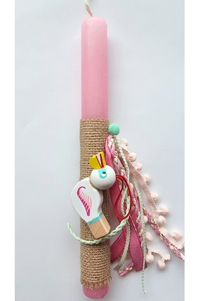 Χειροποίητη Πασχαλινή Λαμπάδα Ξύλινη Σφυρίχτρα Πελεκάνος