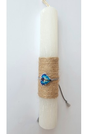 Χειροποίητη Πασχαλινή Λαμπάδα mini με Κεντημένο Βραχιόλι Πεταλούδα