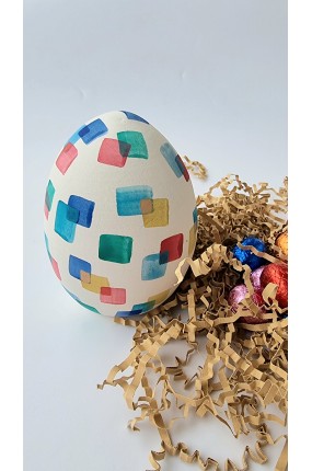 Χειροποίητο Κεραμικό Αβγό Squares, Ζωγραφισμένο στο Χέρι