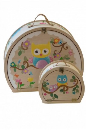 Ξύλινα Κουτιά Βάφτισης Handpainted Suitcase Set