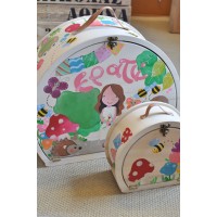 Ξύλινα Κουτιά Βάφτισης Handpainted Suitcase Set